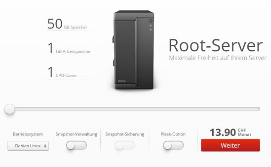 Neue Root Server Angebote ab CHF 13.90
